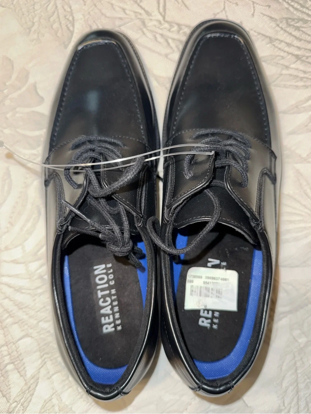 Kenneth Cole Reaction Mike Black Faux Leather Lace-Up Oxfords Size 9